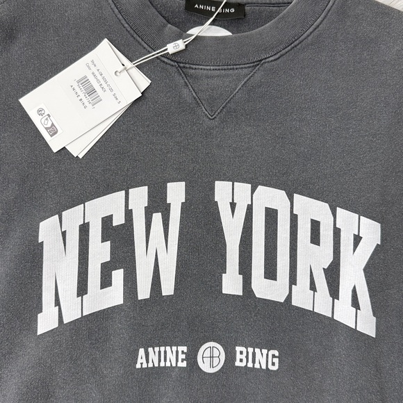 Anine Bing Ramona Sweatshirt in Washed Black SMALL - Picture 6 of 9